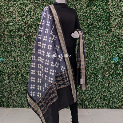 Gray Pasapali Pure Sambalpuri Silk Dupatta