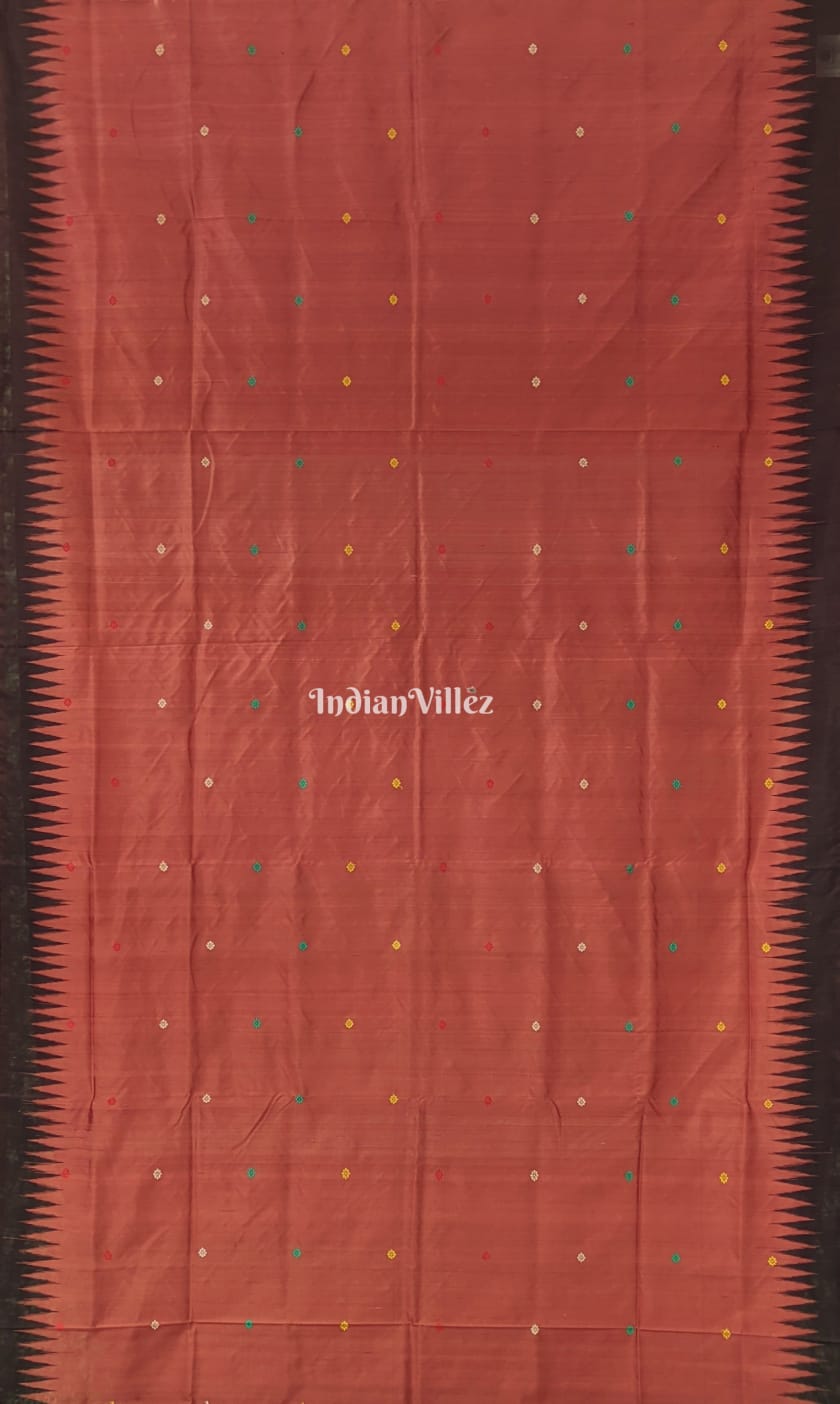 Rust Bomkai Sambalpuri Silk Saree inspired by Ganjam Bomkai Theme