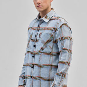 Light Blue Double Pocket Flannel Overshirt