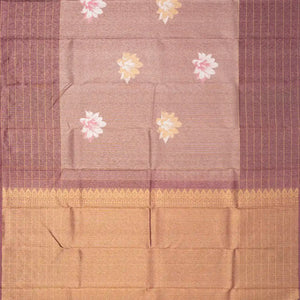 Dusty Pink  Handloom Kanchipuram Silk Saree With Floral Buttas