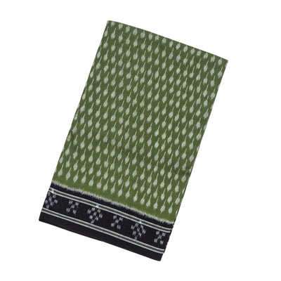 Green Handloom Orissa Cotton Saree With Black Border