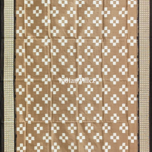 Brown Gray Pasapali Theme Pure Sambalpuri Silk Dupatta
