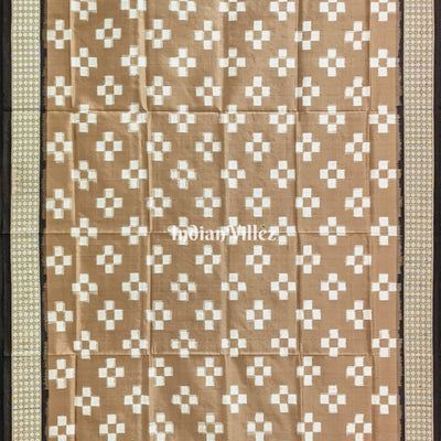 Brown Gray Pasapali Theme Pure Sambalpuri Silk Dupatta