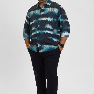 Navy Abstract Regular Fit Shirt
