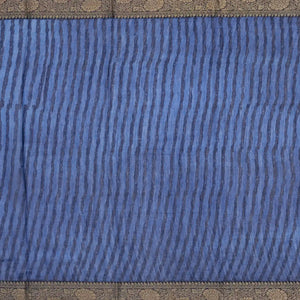 Navy Blue Woven Chanderi Cotton Saree With Printed Small Motifs