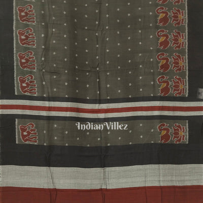 Pickle Green With Elephant Theme Sambalpuri Cotton Saree