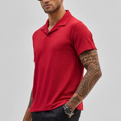 Red Textured Cuban T-Shirt