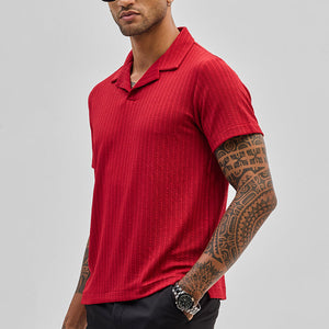 Red Textured Cuban T-Shirt
