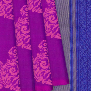 Magenta Handloom Soft Silk Saree With Floral Zari Butta -Magenta