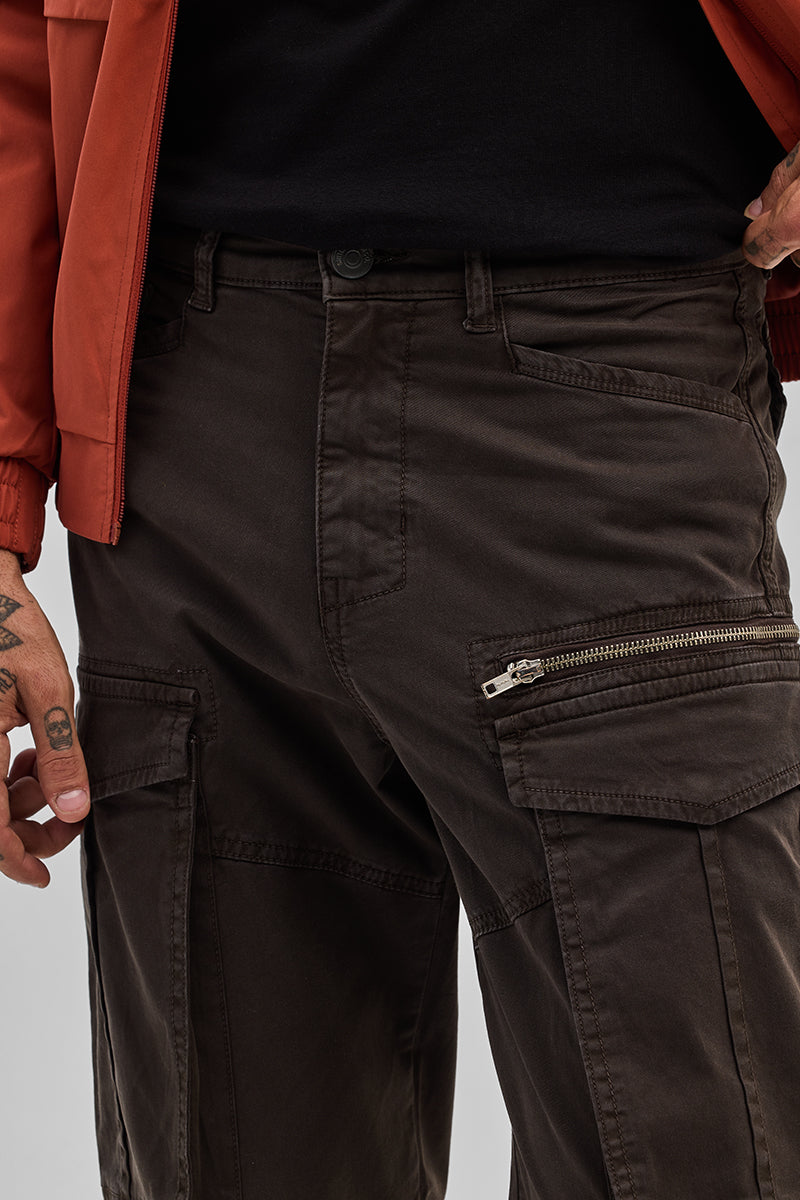 Dark Brown Relaxed Fit Cargo Pants