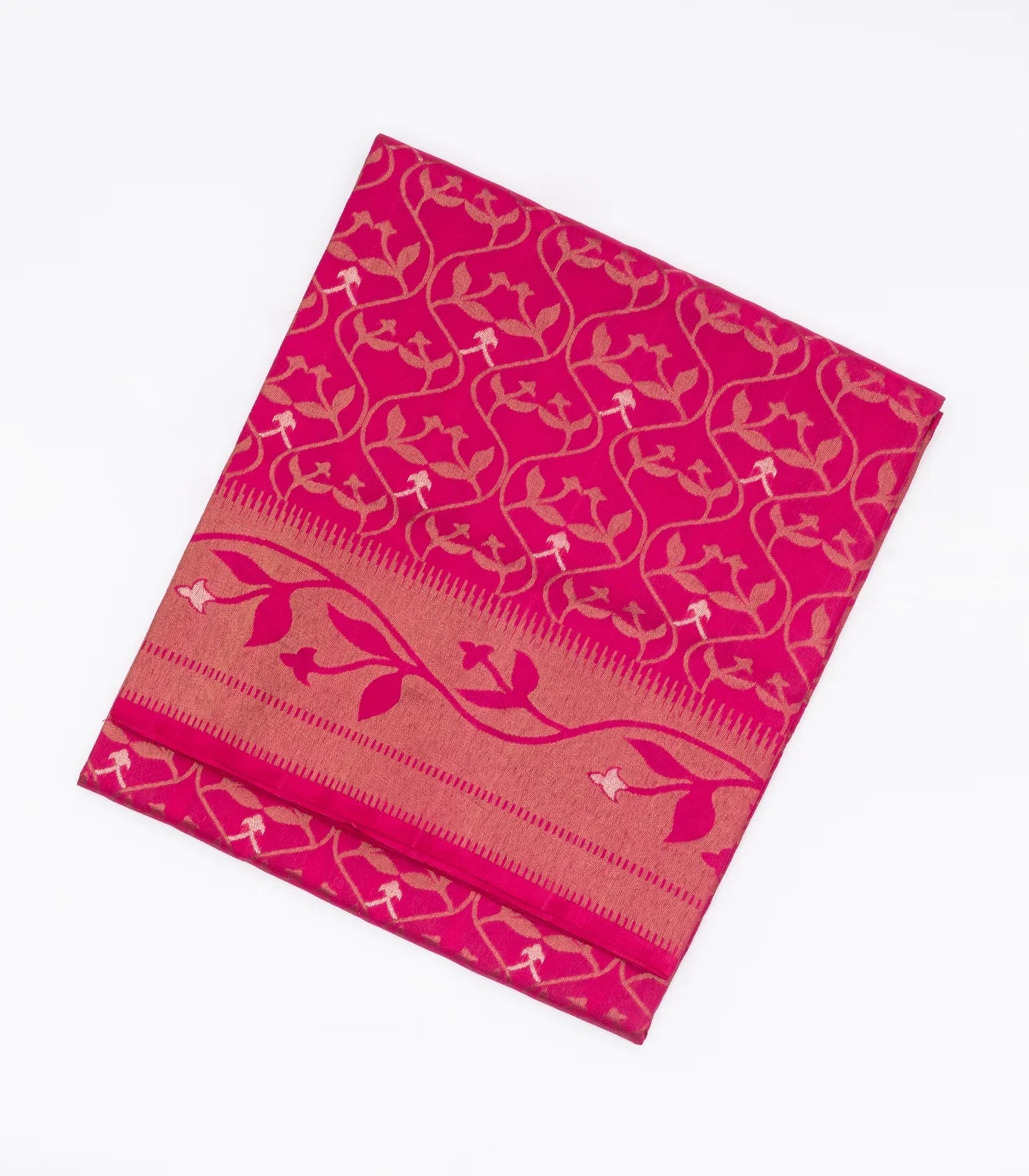 Pink Handloom Soft Silk Saree With Floral Jaal Motifs