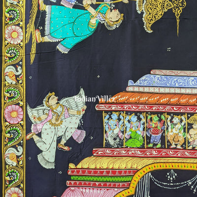 Navy Blue Shree Jagannath Theme Pattachitra Silk Saree