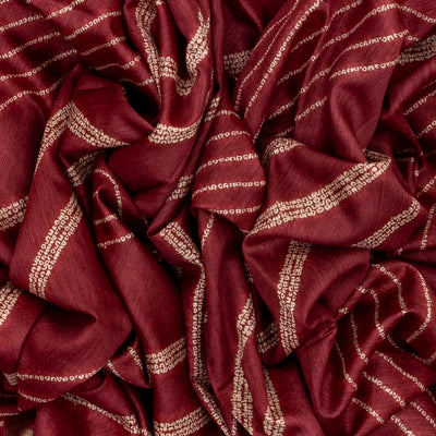 Crimson Handloom Tussar Silk Saree Printed With Bandani Motifs