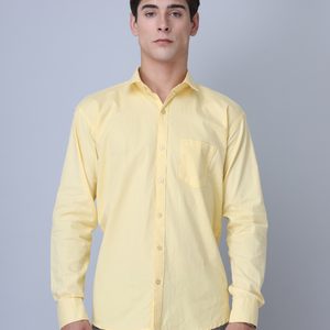 Frankshirt Yellow Solid Tailored Fit Cotton Casual Shirt for Man