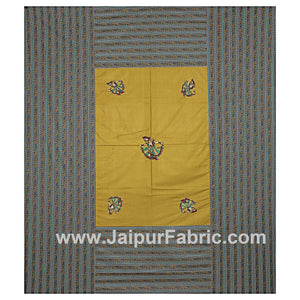 Double Bedsheet Mustard Color Patchwork applique design