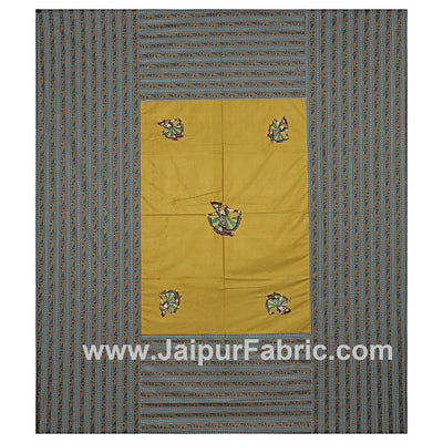 Double Bedsheet Mustard Color Patchwork applique design