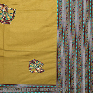 Double Bedsheet Mustard Color Patchwork applique design