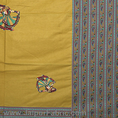 Double Bedsheet Mustard Color Patchwork applique design