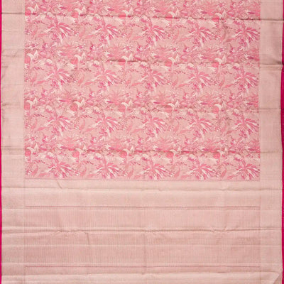 Dusty Pink Handloom Kanchipuram Silk Saree With Abstract Floral Motifs