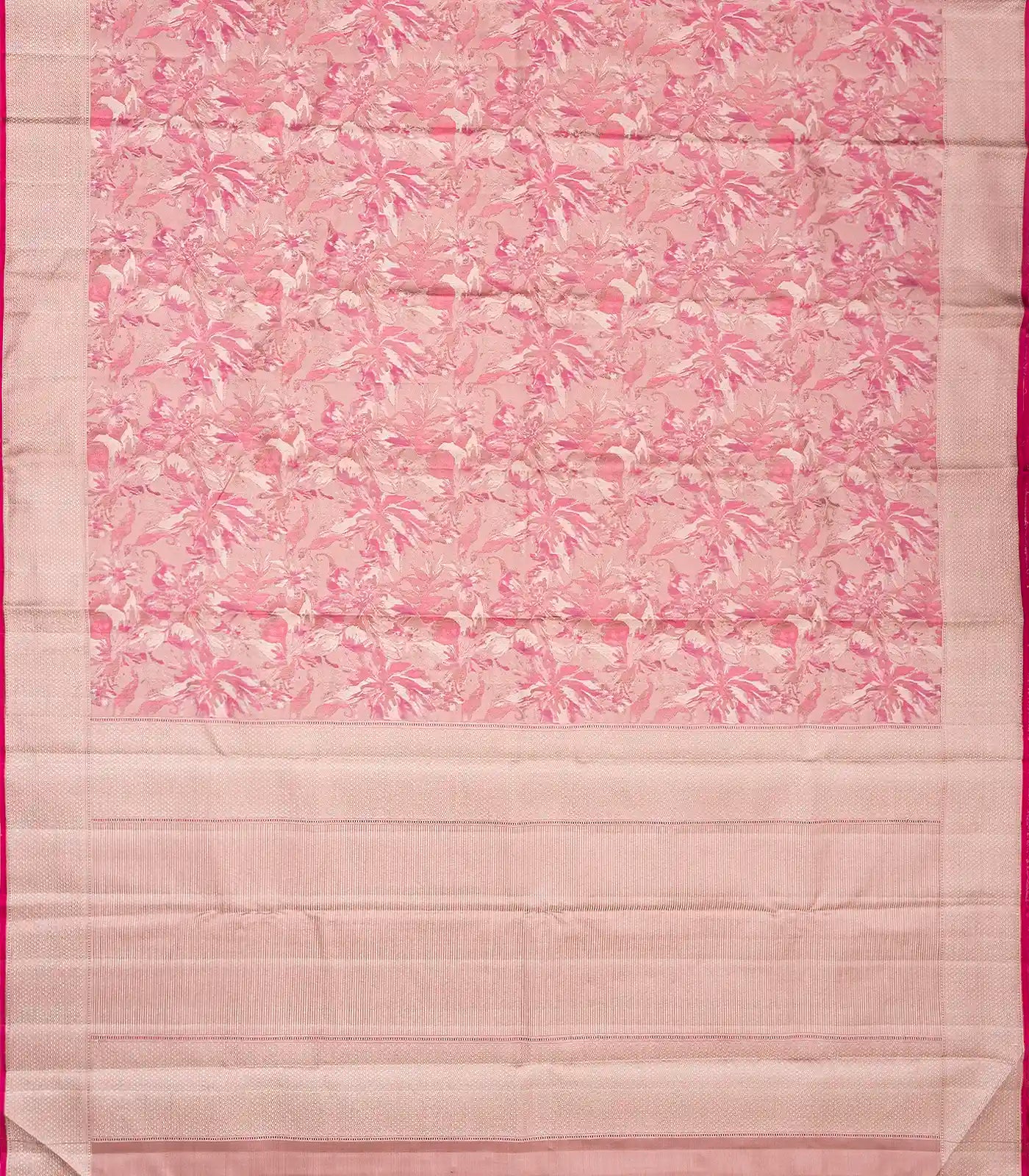 Dusty Pink Handloom Kanchipuram Silk Saree With Abstract Floral Motifs