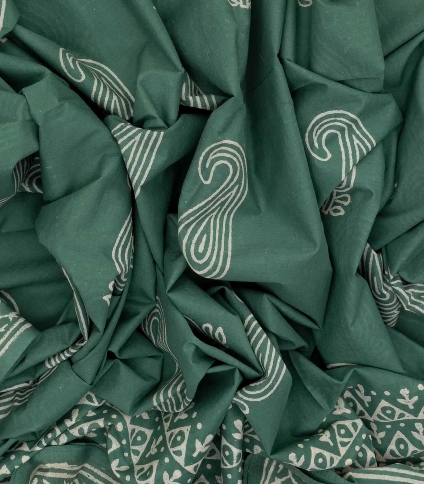 Shadow Green Woven Jaipur Cotton Saree With Printed Floral Motifs