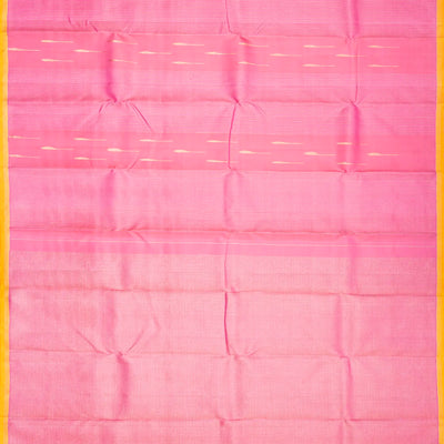 Bubblegum Pink Handloom Kanchipuram Silk Saree With Stripes & Buttas