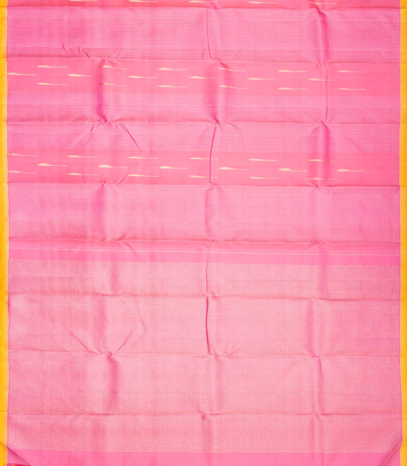 Bubblegum Pink Handloom Kanchipuram Silk Saree With Stripes & Buttas