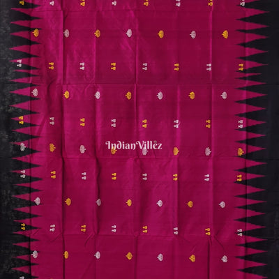 Magenta Laxmi Pada and Lotus Motif Bomkai Silk Saree