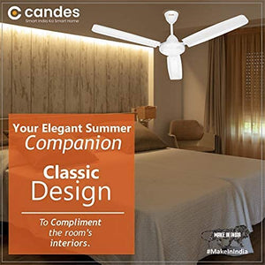 Candes New Brisk High Speed 1200 mm /48 inch Matt Finish Ceiling Fan For Home 405-RPM with 2 Yrs Warranty (Pack of 1,White)