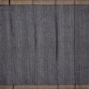 Black Woven Chanderi Printed Cotton Saree With Floral Print