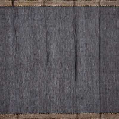 Black Woven Chanderi Printed Cotton Saree With Floral Print