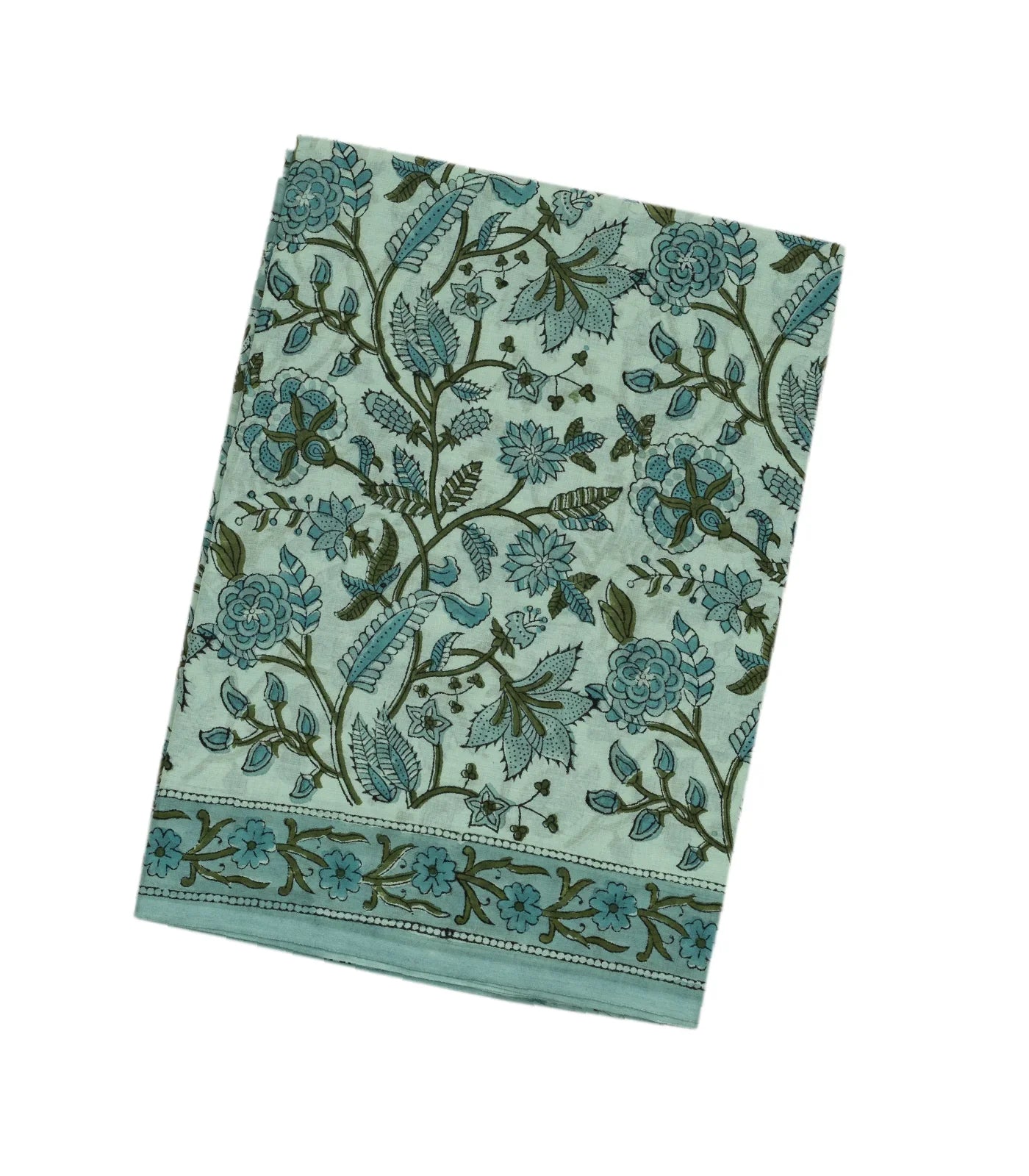 Light Blue Woven Jaipur Cotton Saree With Printed Floral Motifs