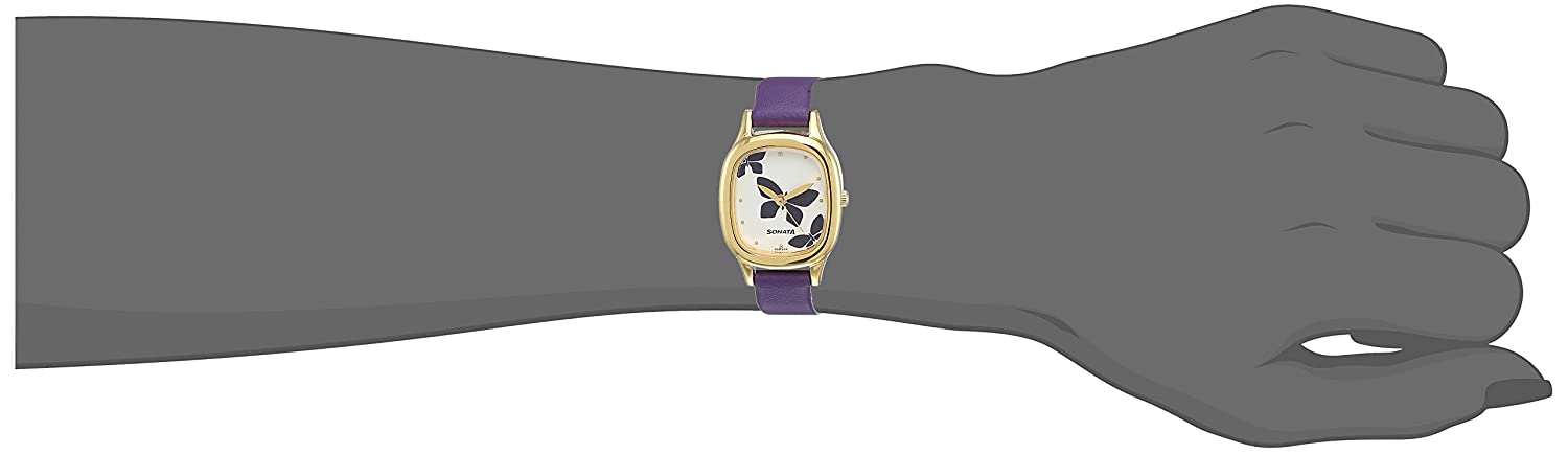 Sonata White Dial Blue Leather Strap