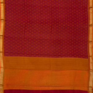 Crimson Silk Saree Printed With Floral Vine Motifs