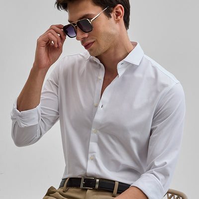 White Solid Stretch Shirt