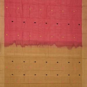 Dark Peach Handloom Rasipuram Cotton Saree With Square Buttas