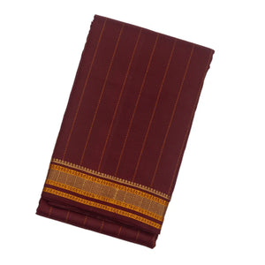 Maroon Handloom Kanchi Cotton Saree With Dotted Stripes