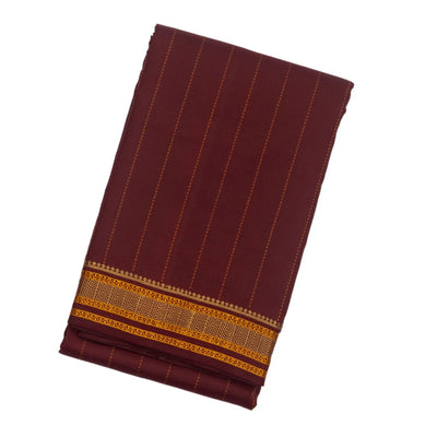 Maroon Handloom Kanchi Cotton Saree With Dotted Stripes