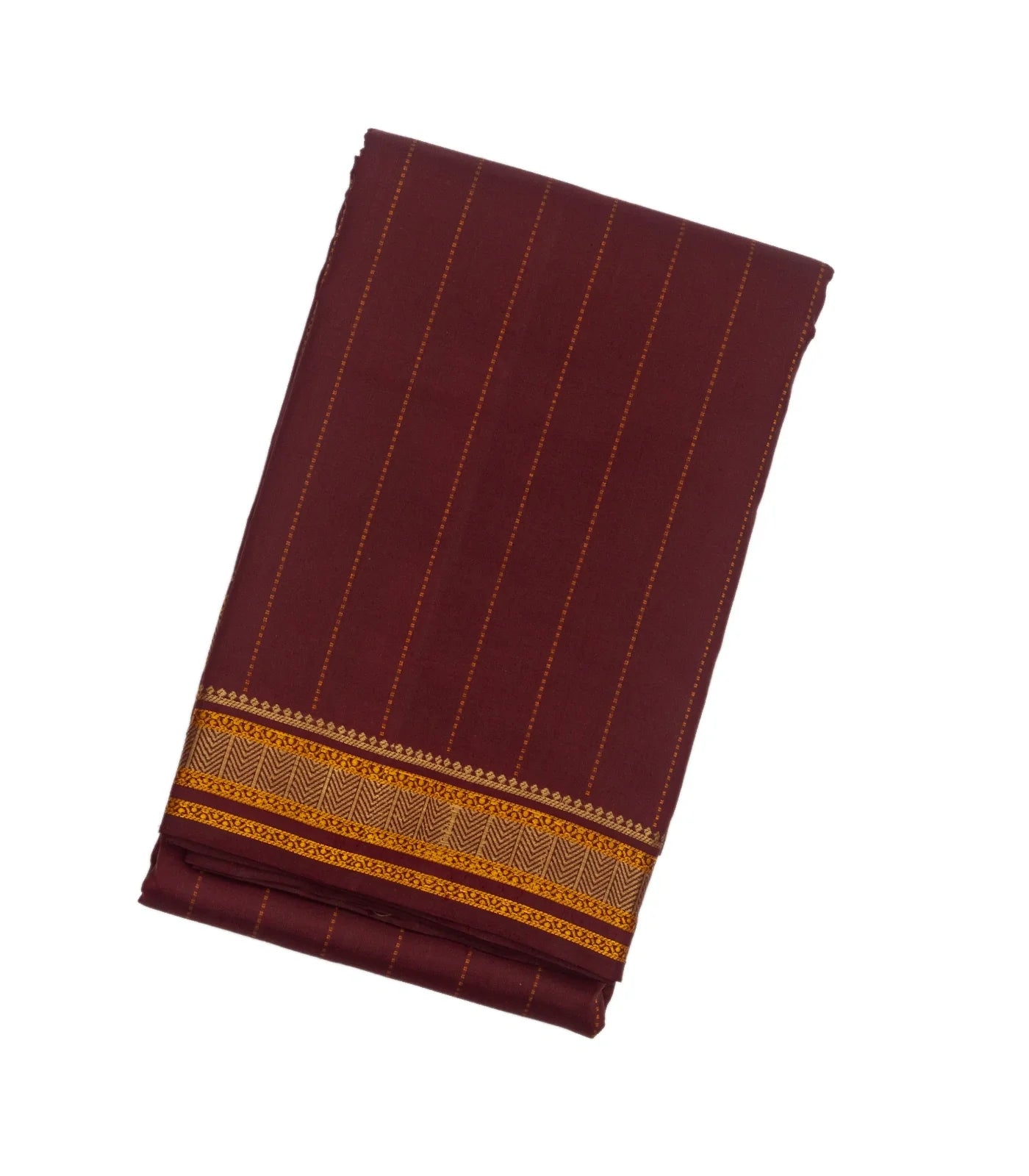 Maroon Handloom Kanchi Cotton Saree With Dotted Stripes
