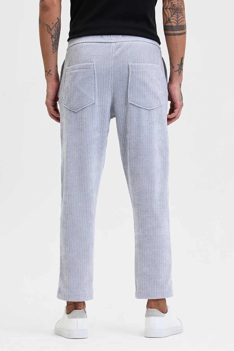 Light Grey Corduroy Relaxed Fit Trousers