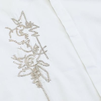 White Embellished Slim Fit Shirt