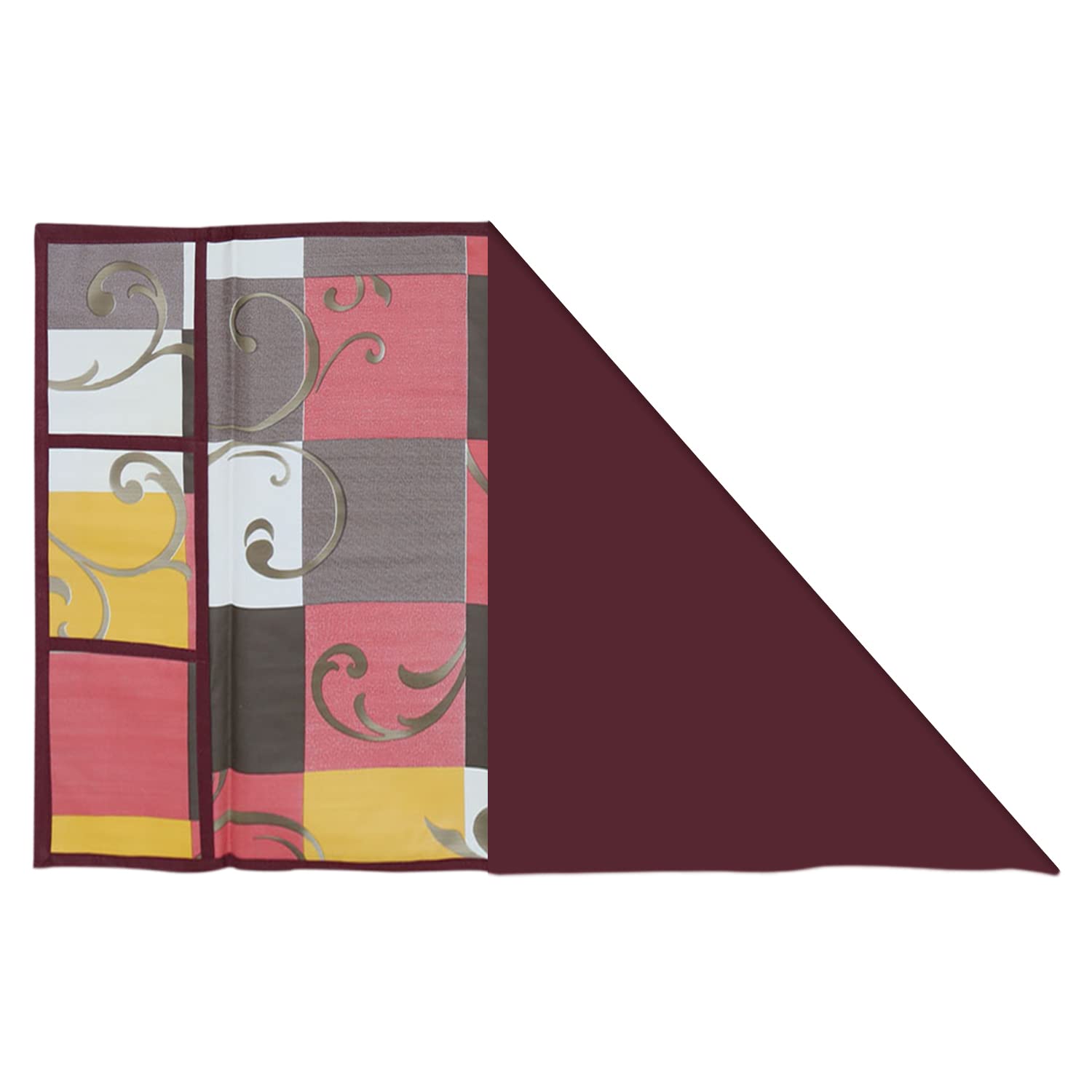 Kuber Industries Multicheck Printed PVC Fridge Top Cover with 6 Utility Side Pockets (Multicolor)