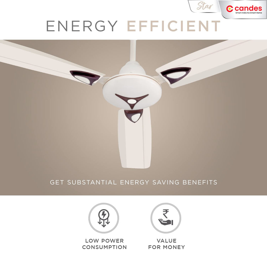 Candes High Speed Anti-Dust Ceiling Fan For Home (Pack of 1) (Ivory, 48Inch)