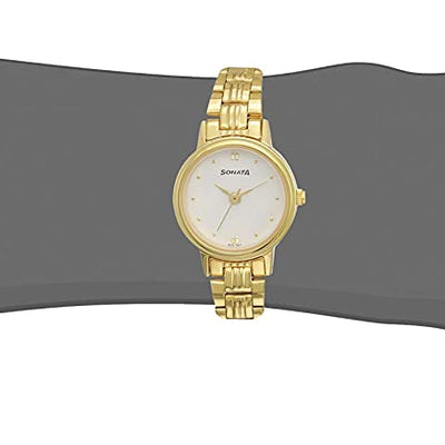 Sonata White Dial & Golden Stainless Steel Strap