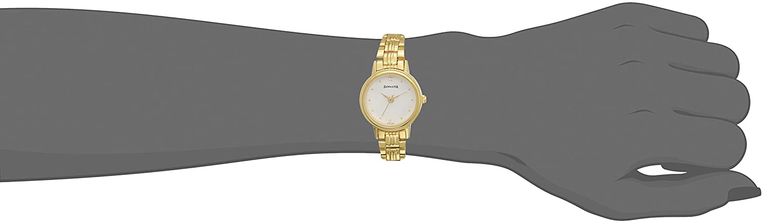 Sonata White Dial & Golden Stainless Steel Strap