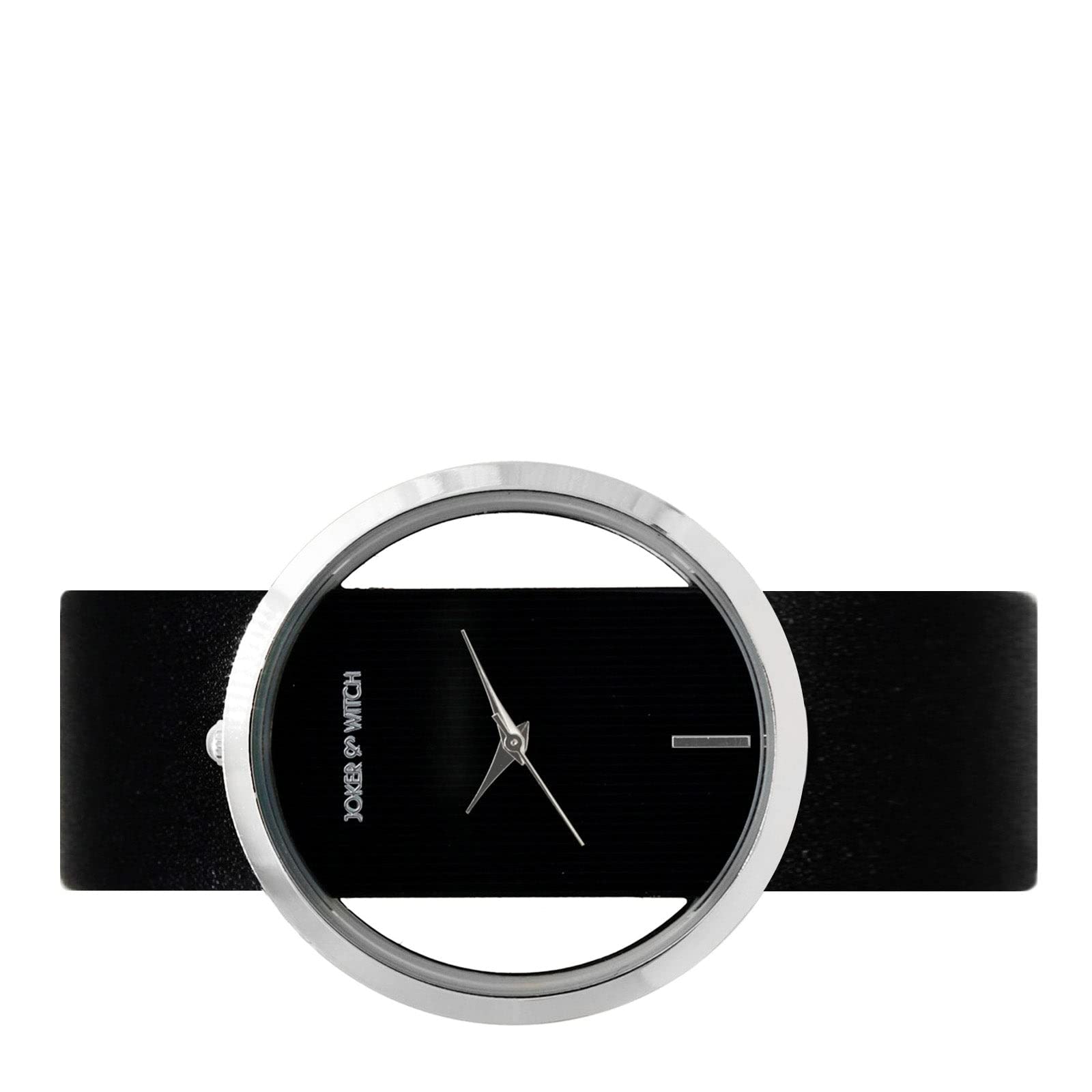 Joker & Witch Leather Minimal Transparent Dial Black Pu Analogue Watch For Women