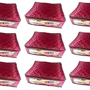 Kuber Industries 9 Piece Rexine Saree Cover Set, Maroon