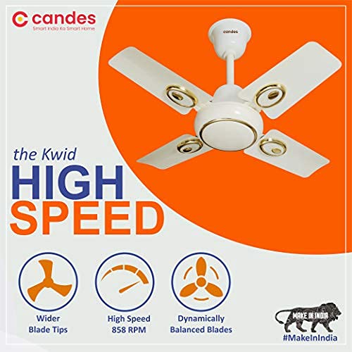 Candes Kwid 600mm/24 inch High Speed Anti-dust Decorative 5 Star Rated Ceiling Fan 858 RPM with 2 Yrs Warranty (Pack of 1,Ivory)