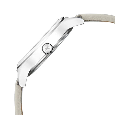 Stunners 2.0 Silver Dial Analog Grey Leather