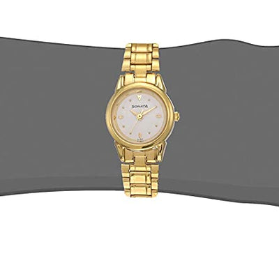 Sonata White Dial Golden Stainless Steel Strap